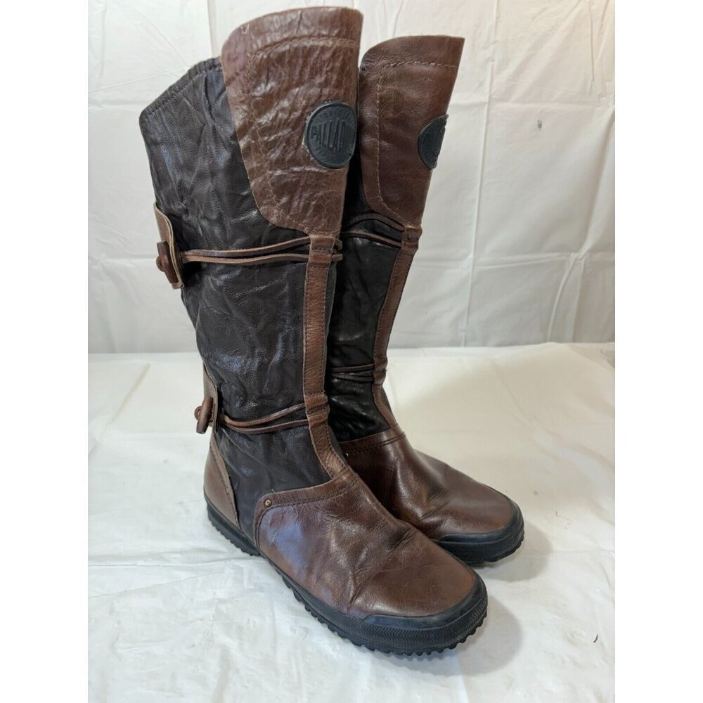 Palladium Women's Brown Two-Tone Tall Leather Boots
